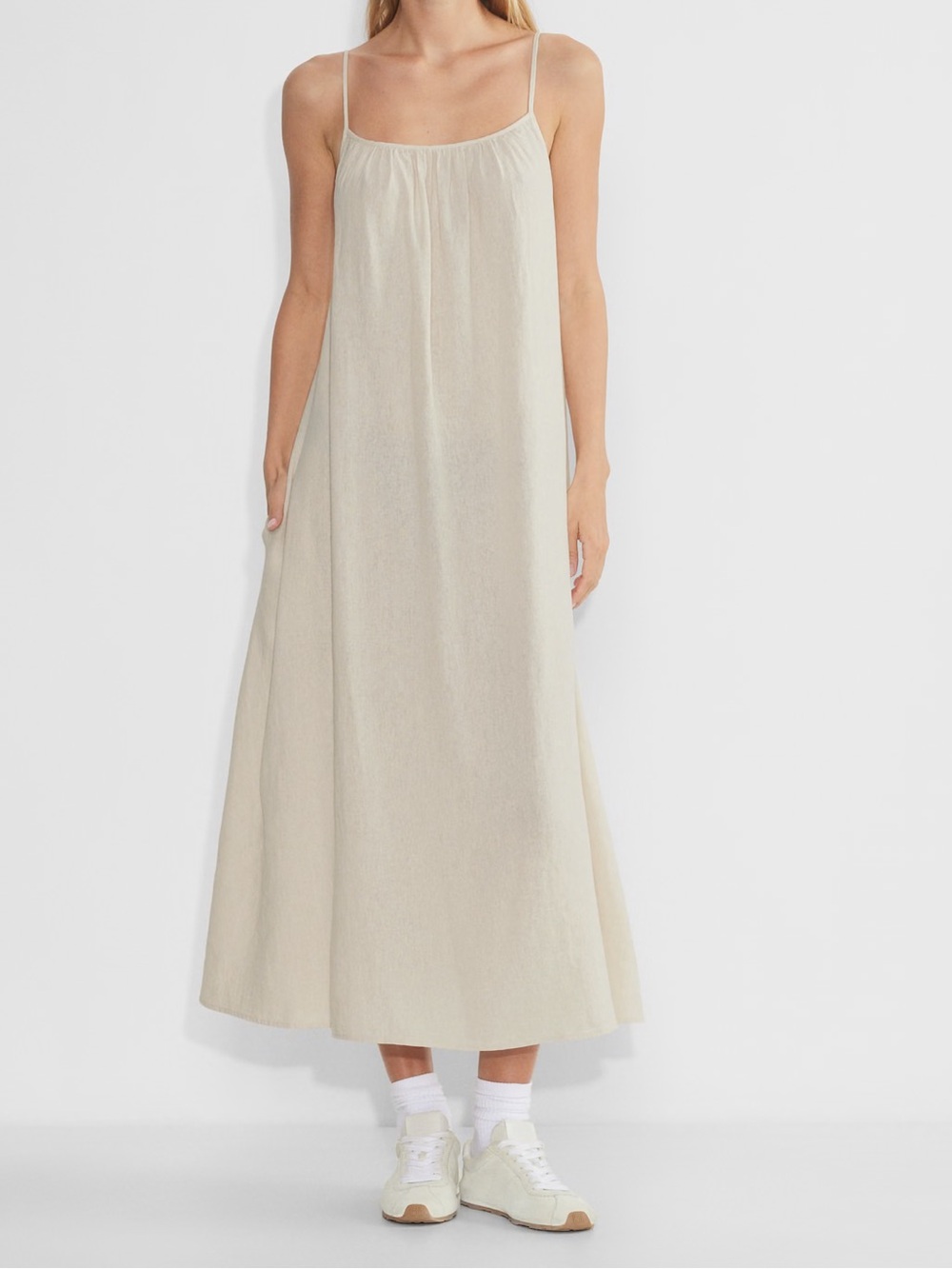 Wellbeing Linen Dress in Gd Matte Pearl, The Group by Babaton (Aritzia)